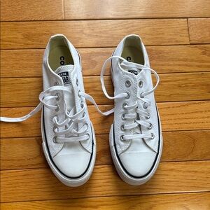 Converse Low Top Sneakers in White with Black Trim